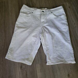 Levis Denim Shorts Womens 32 White Cowgirl Western Bermuda Signature Floral Trim